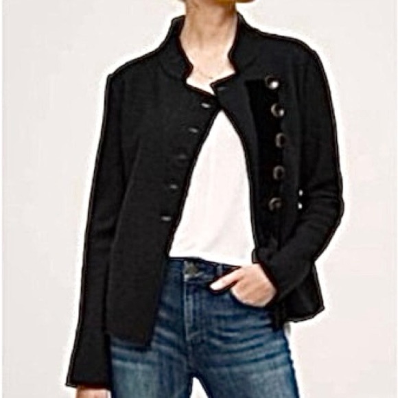 Anthropologie Jackets & Blazers - ANTHROPOLOGIE HRW Black Wool Button Front Old Military Style Fitted Jacket Coat